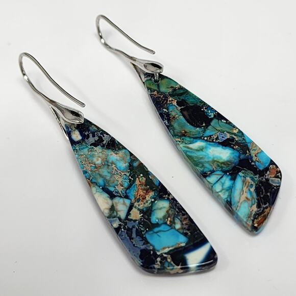 Silver & Blue Jasper Boho Earrings - Picture 4 of 4